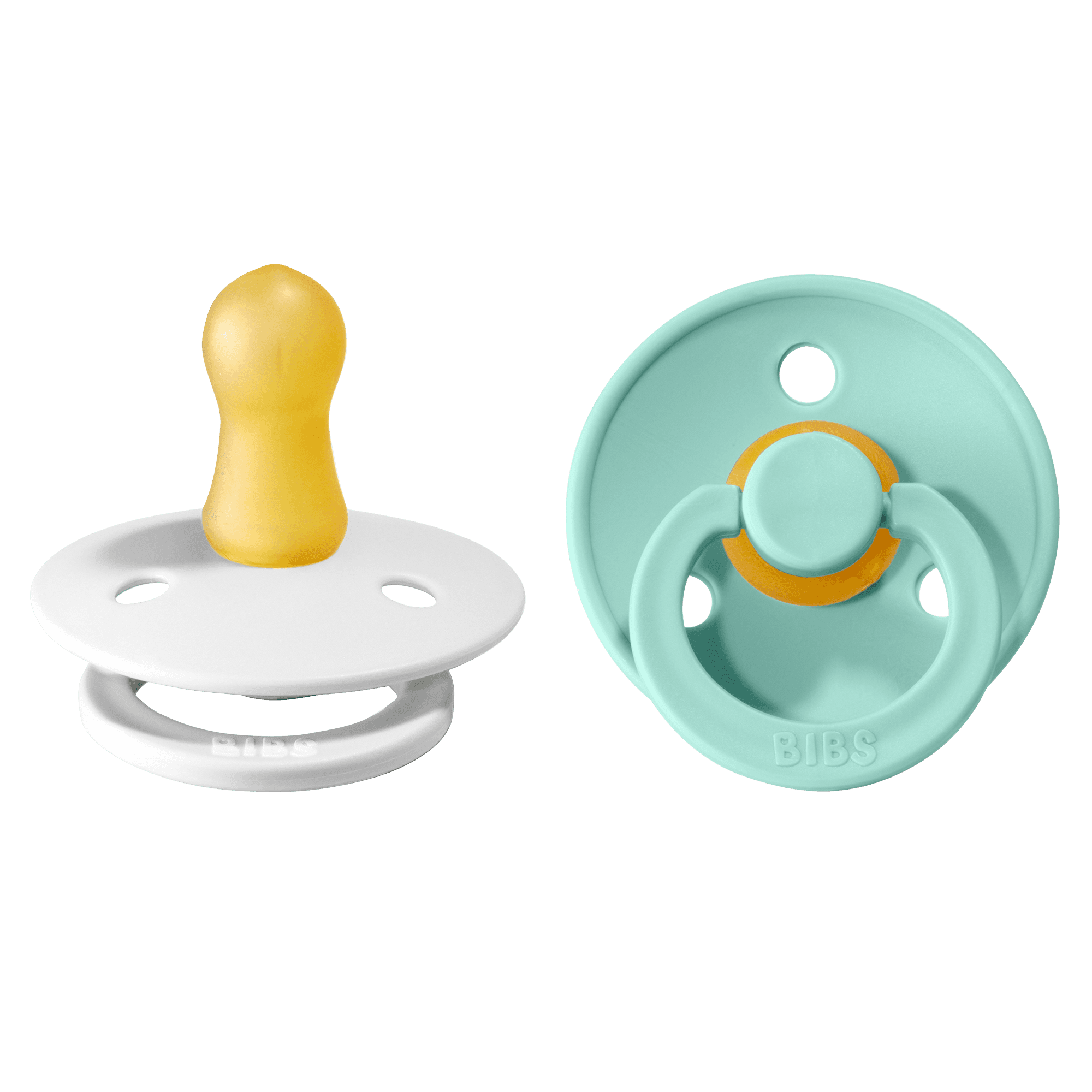 BIBS Colour Latex Size 1 White/Mint 2-pack