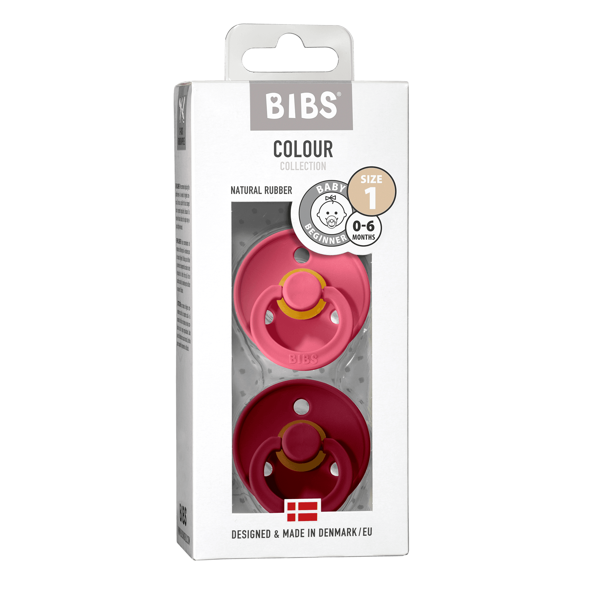 BIBS Colour Latex Size 1 Coral/Ruby 2-pack - produktbild 2