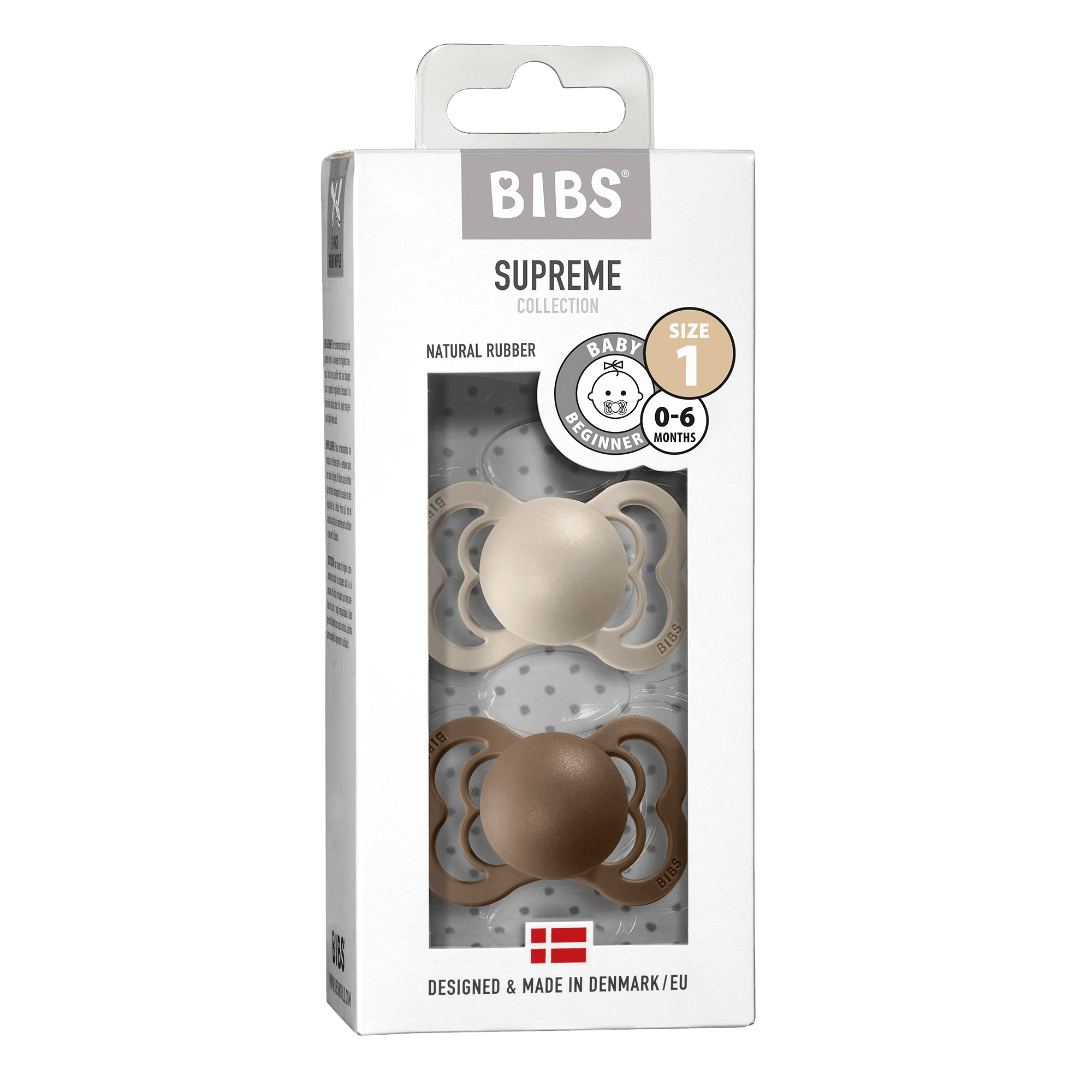 BIBS Supreme Latex Size 1 Vanilla/Dark Oak 2-pack - produktbild 2