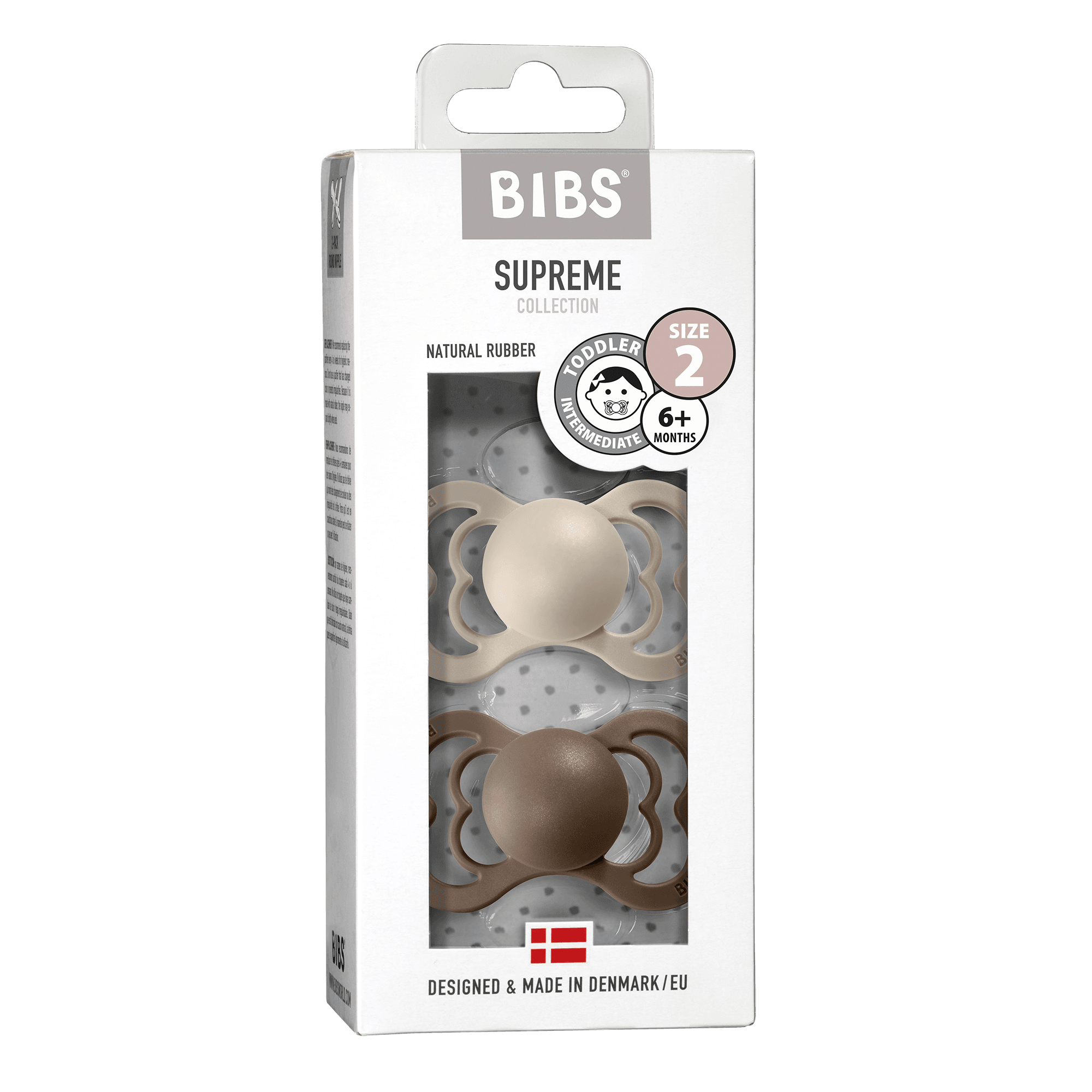 BIBS Supreme Latex Size 2 Vanilla/Dark Oak 2-pack - produktbild 2