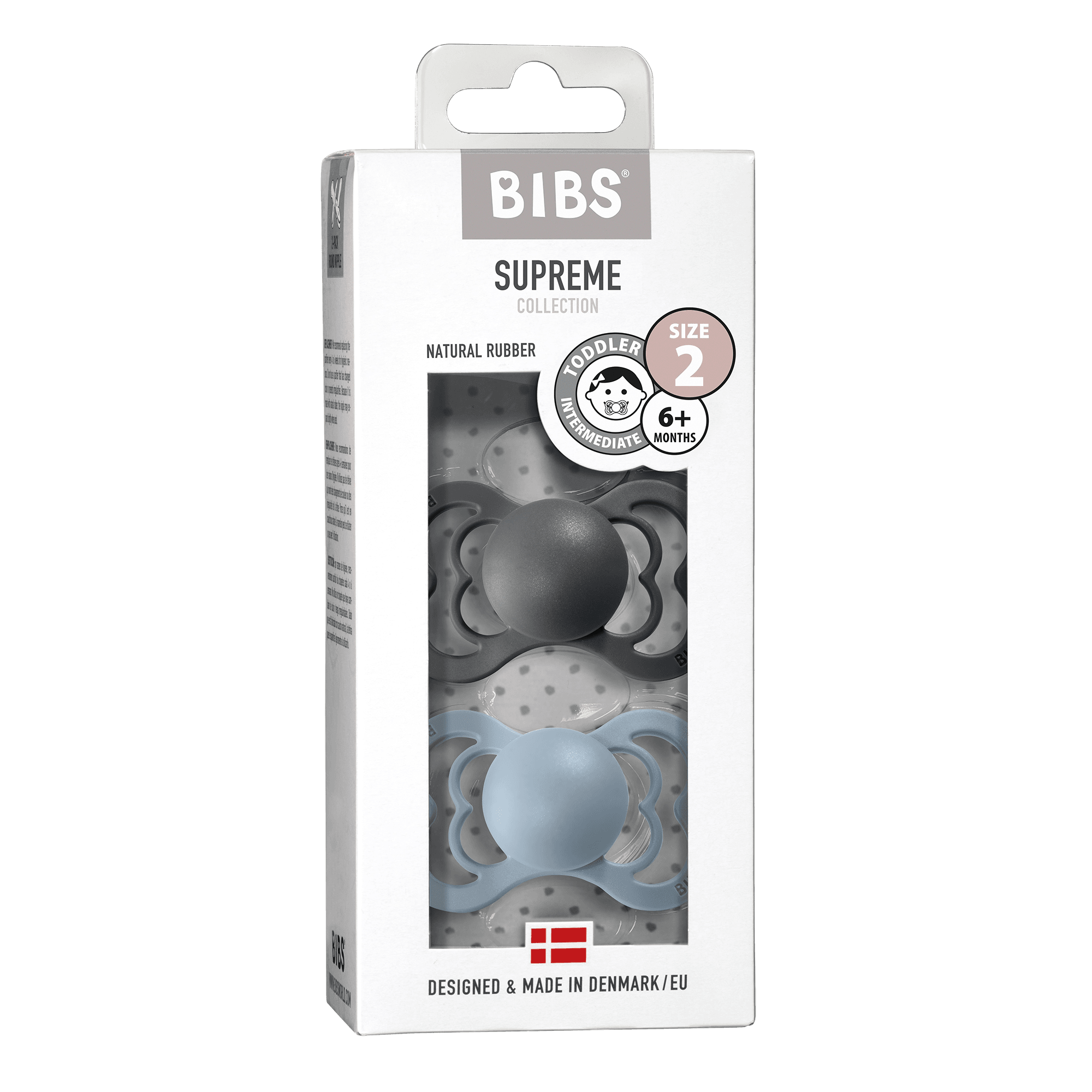 BIBS Supreme Latex Size 2 Iron/Baby Blue 2-pack - produktbild 2