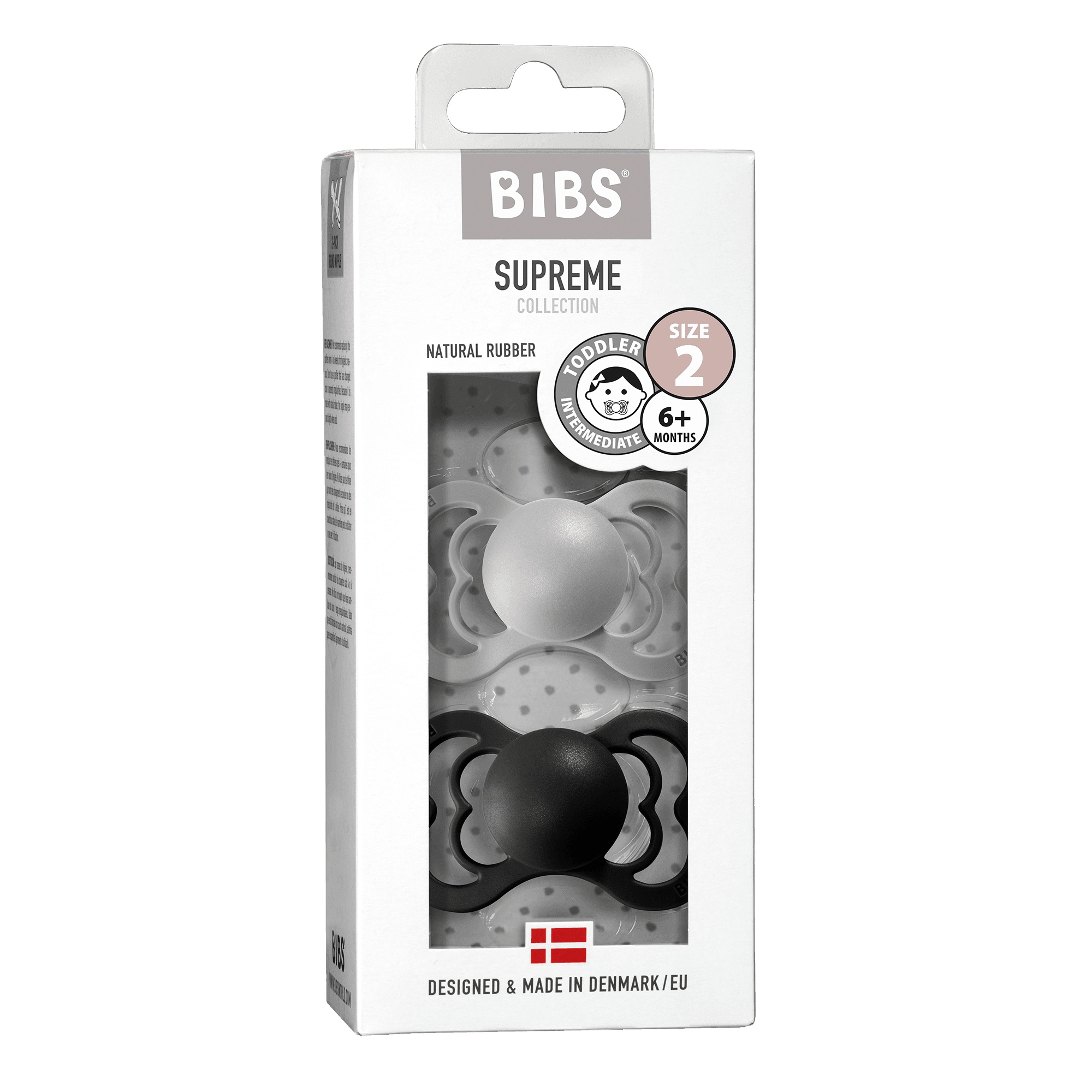 BIBS Supreme Nappar Latex Cloud/Black strl. 2 (6-18 månader) 2-pack - produktbild 2