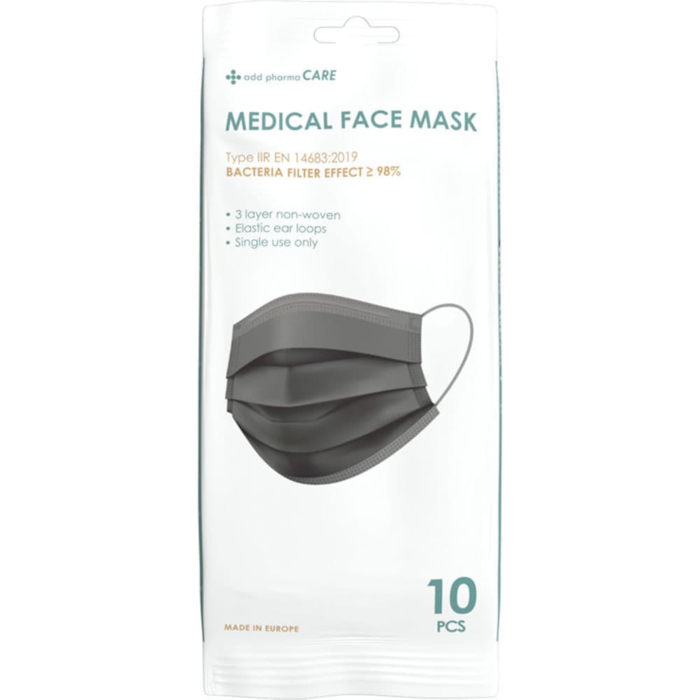 Add Pharma Care IIR Engångsmunskydd Svart 10-pack
