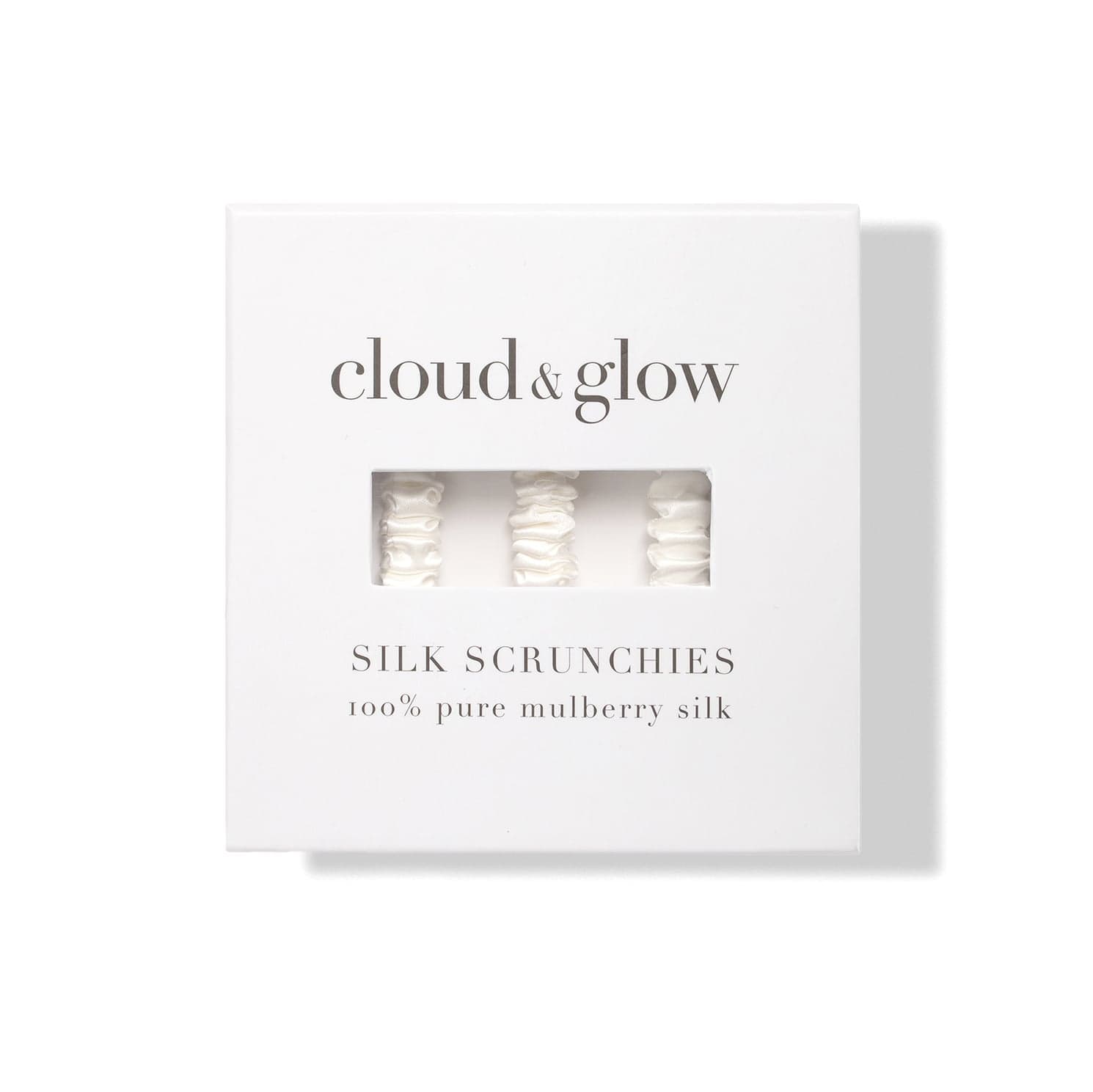 Cloud & Glow Silk Scrunchies White 1 cm 3-pack 2