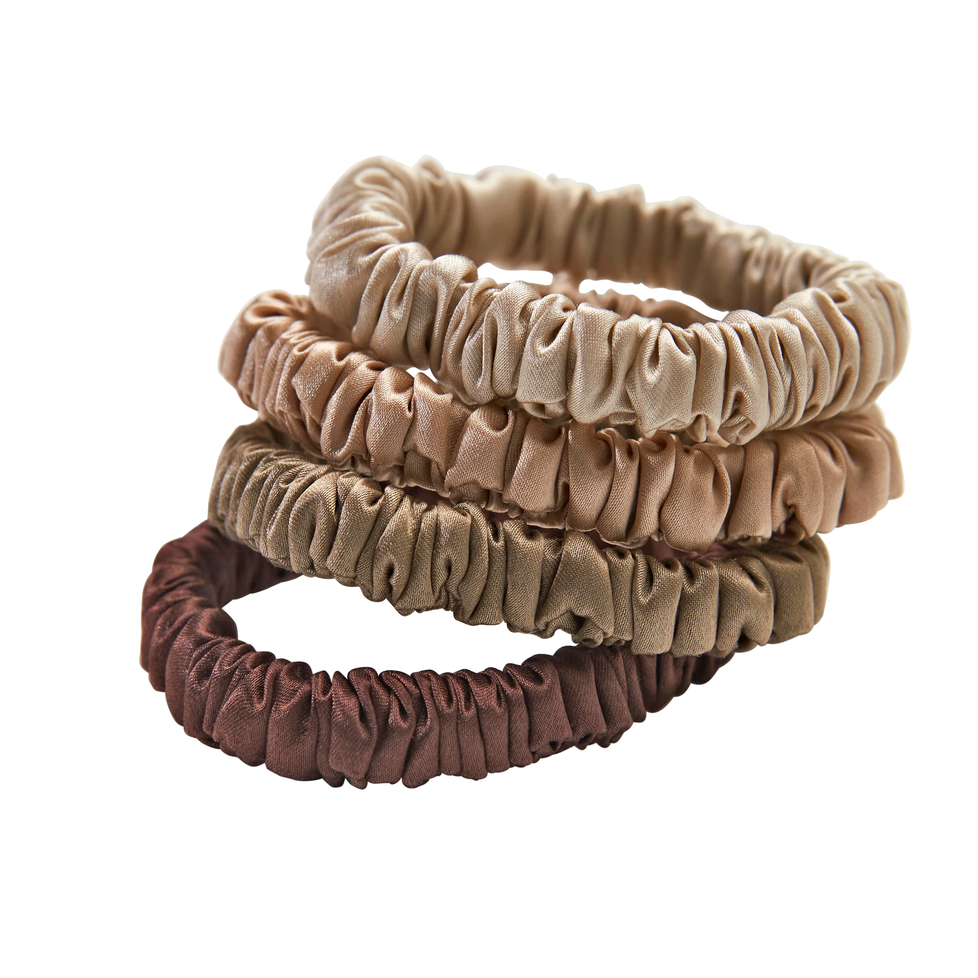 Lenoites Smala Scrunchies beige, ljusbrun, brun, kaffe