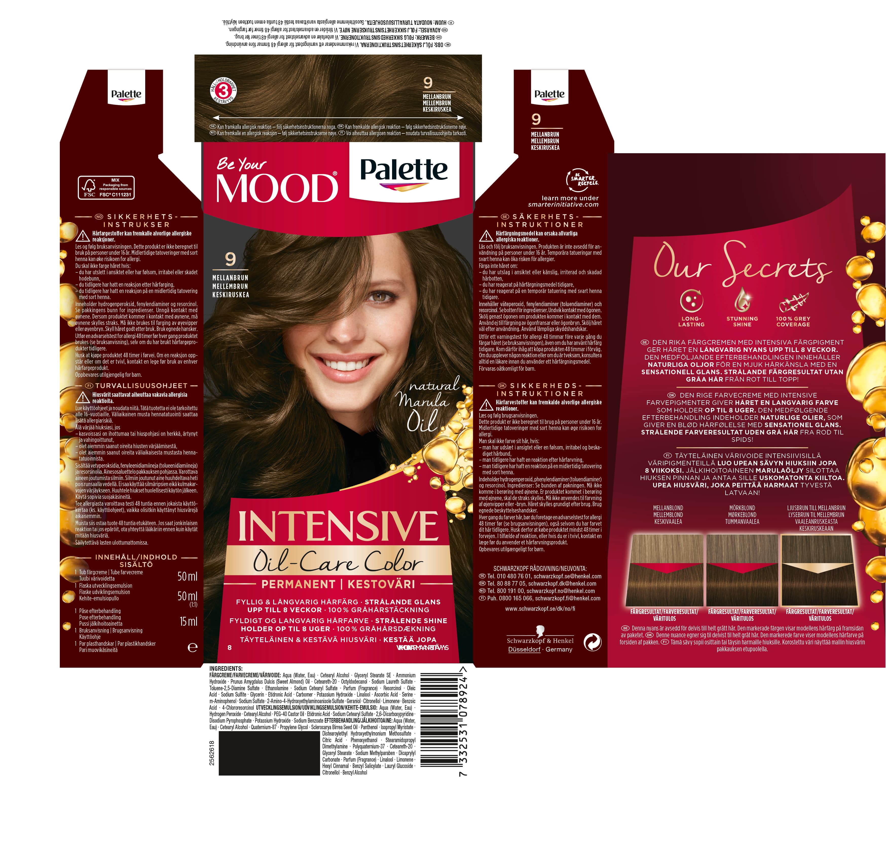 Schwarzkopf Mood Palette Hårfärg 9 Mellanbrun 2