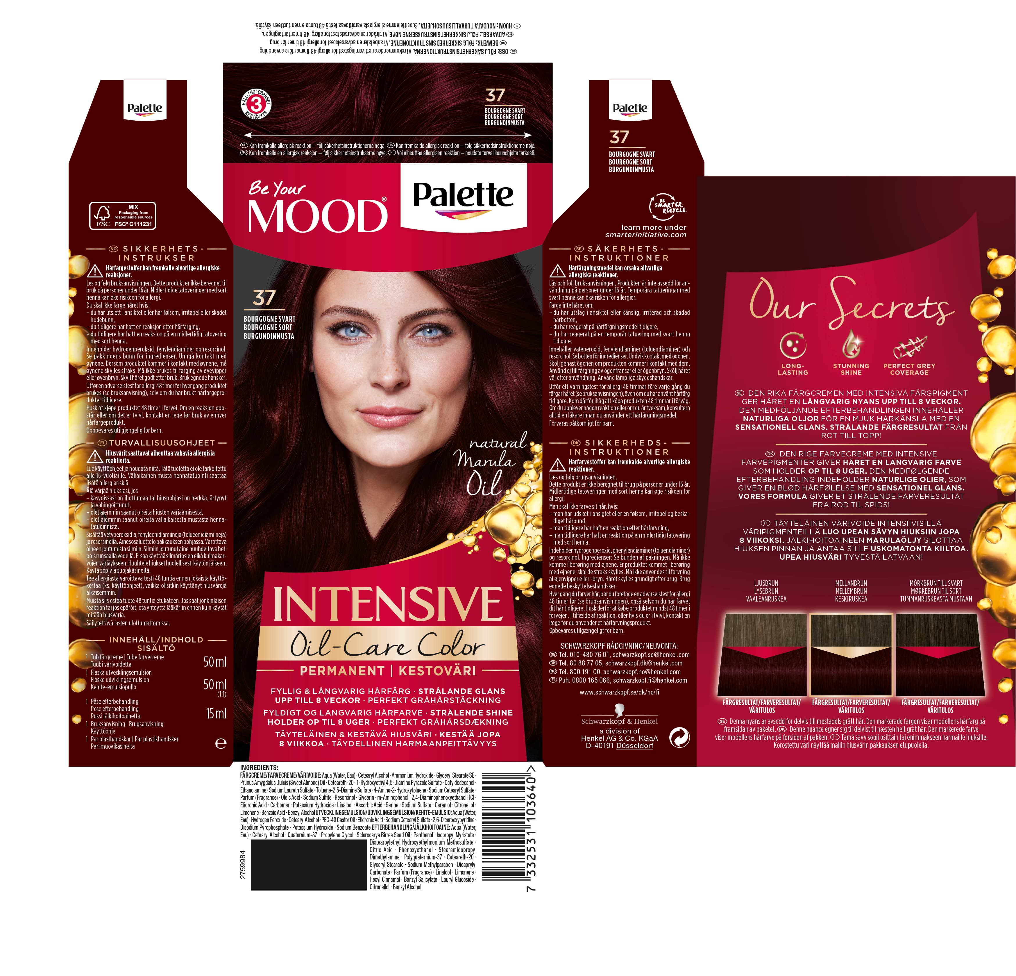 Schwarzkopf Mood Palette Hårfärg 37 Bourgogne Svart 2