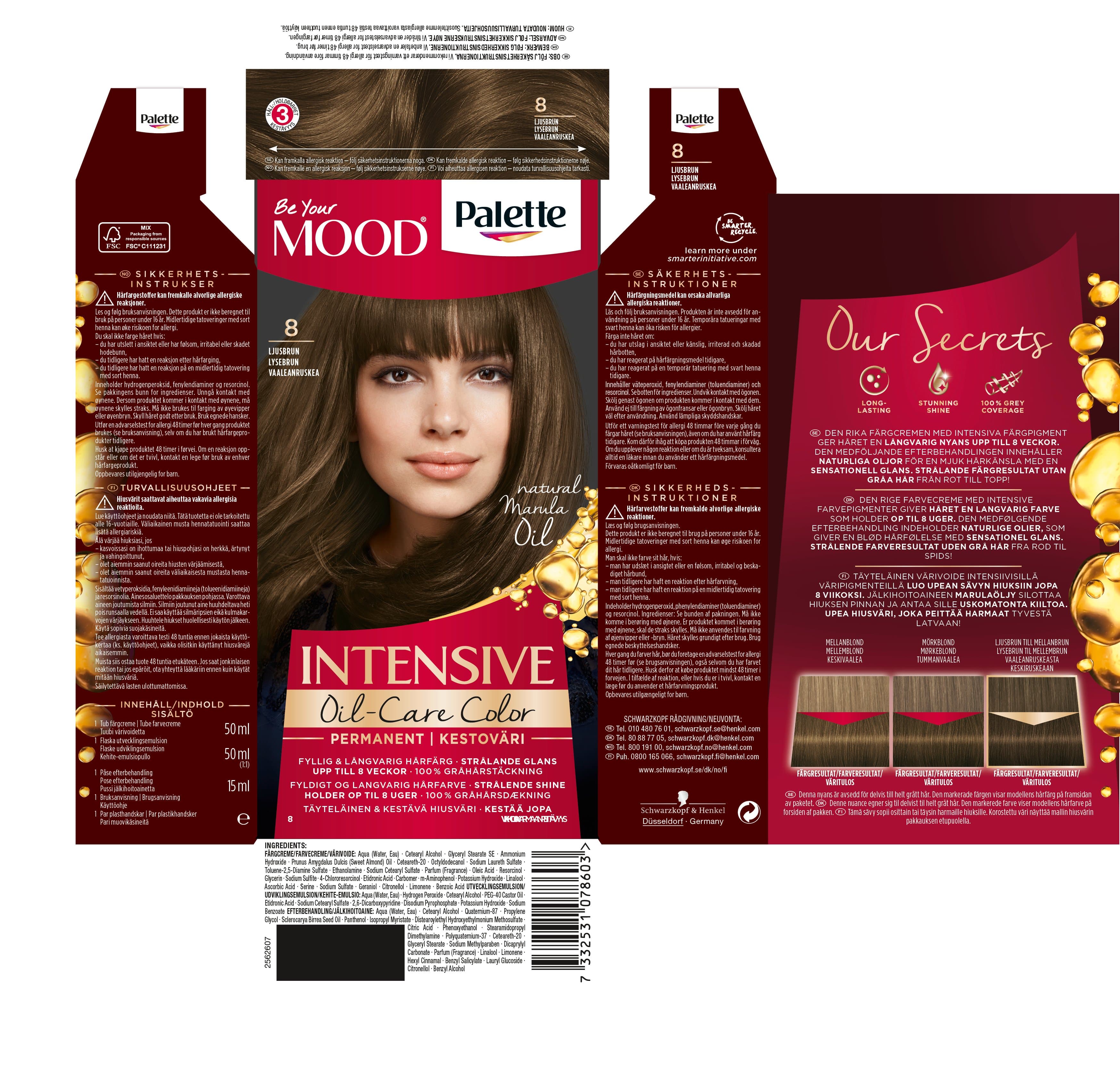 Schwarzkopf Mood Palette Hårfärg 8 Ljusbrun 2