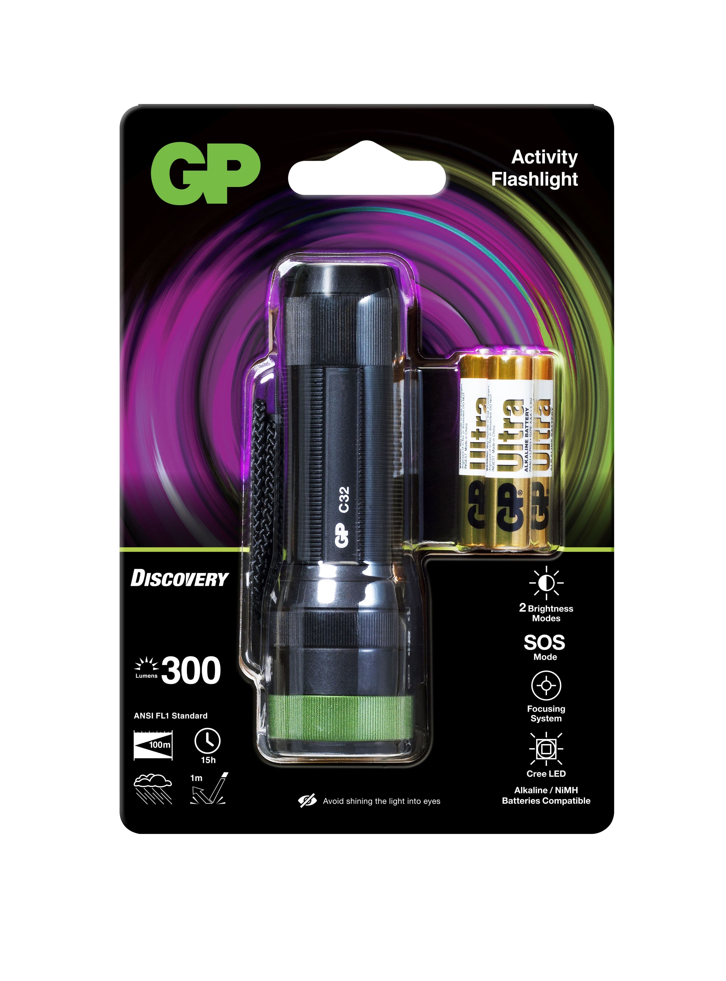 GP Batteries Discovery ficklampa 300 lumen C32 2