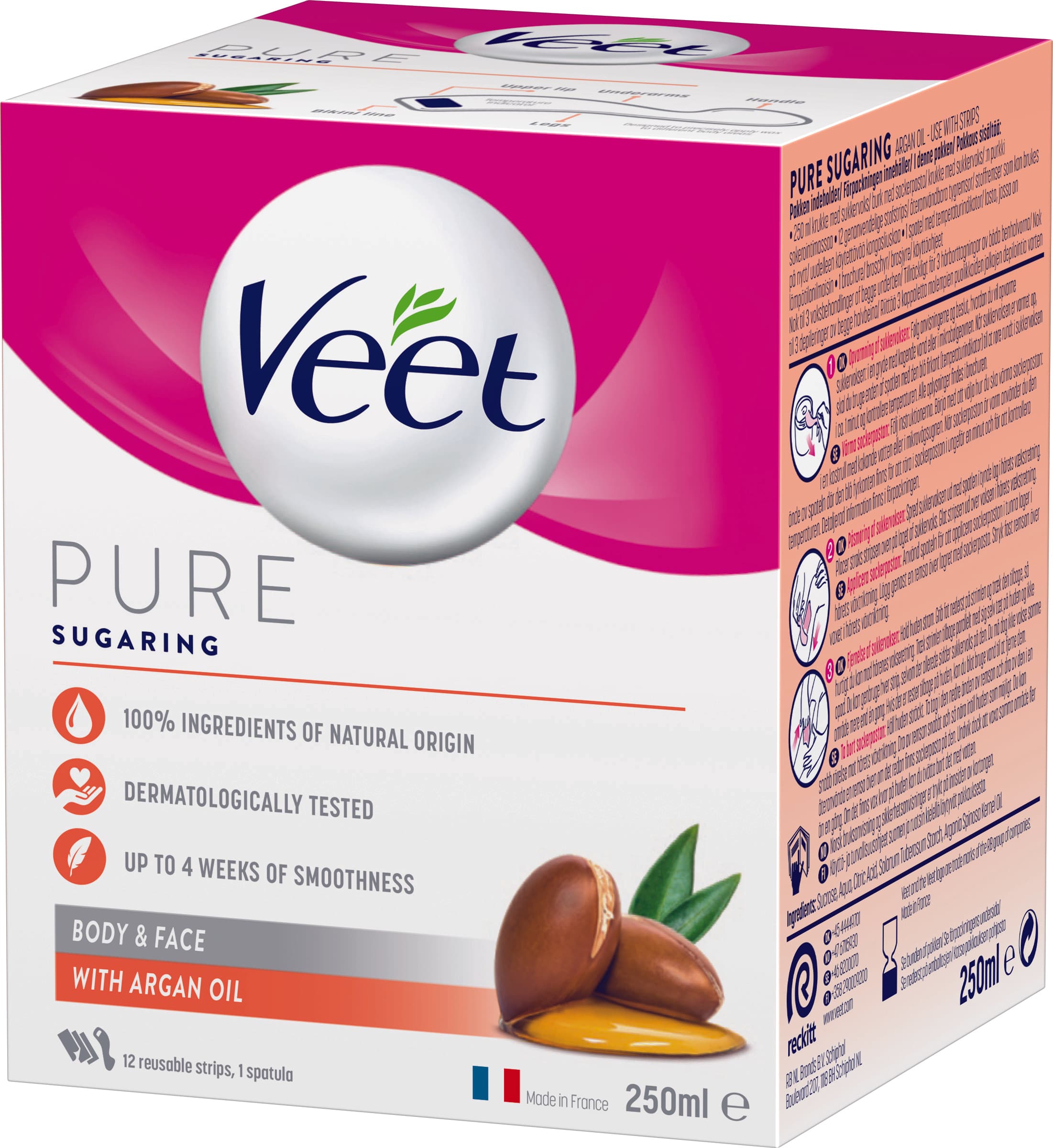 Veet Pure Sugaring Wax med Arganolja Kropp & Ansikte 250 ml 2