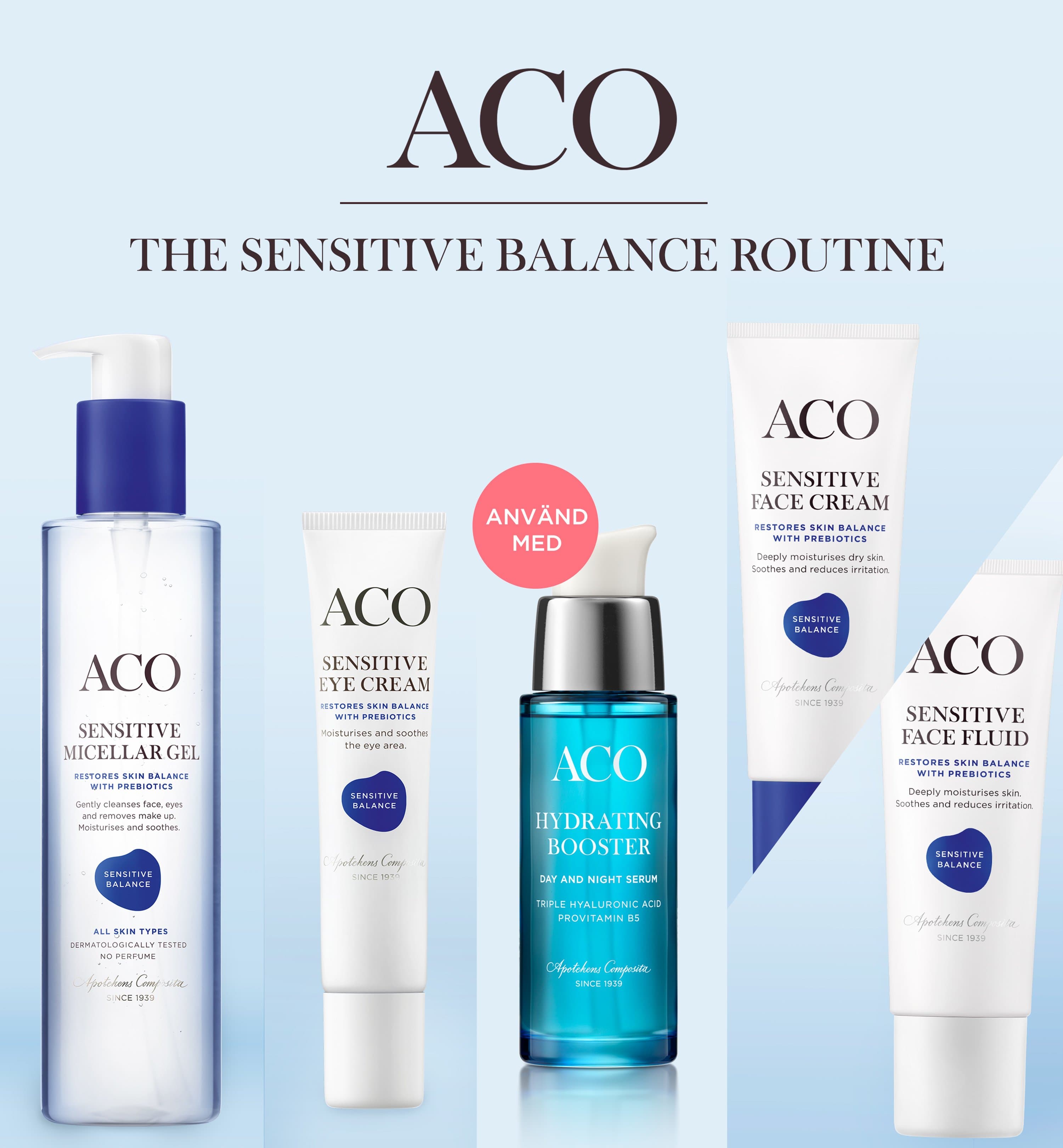 ACO Face Sensitive Balance Micellar Cleansing Gel Parfymfri Ansiktsrengöring 200 ml - produktbild 5