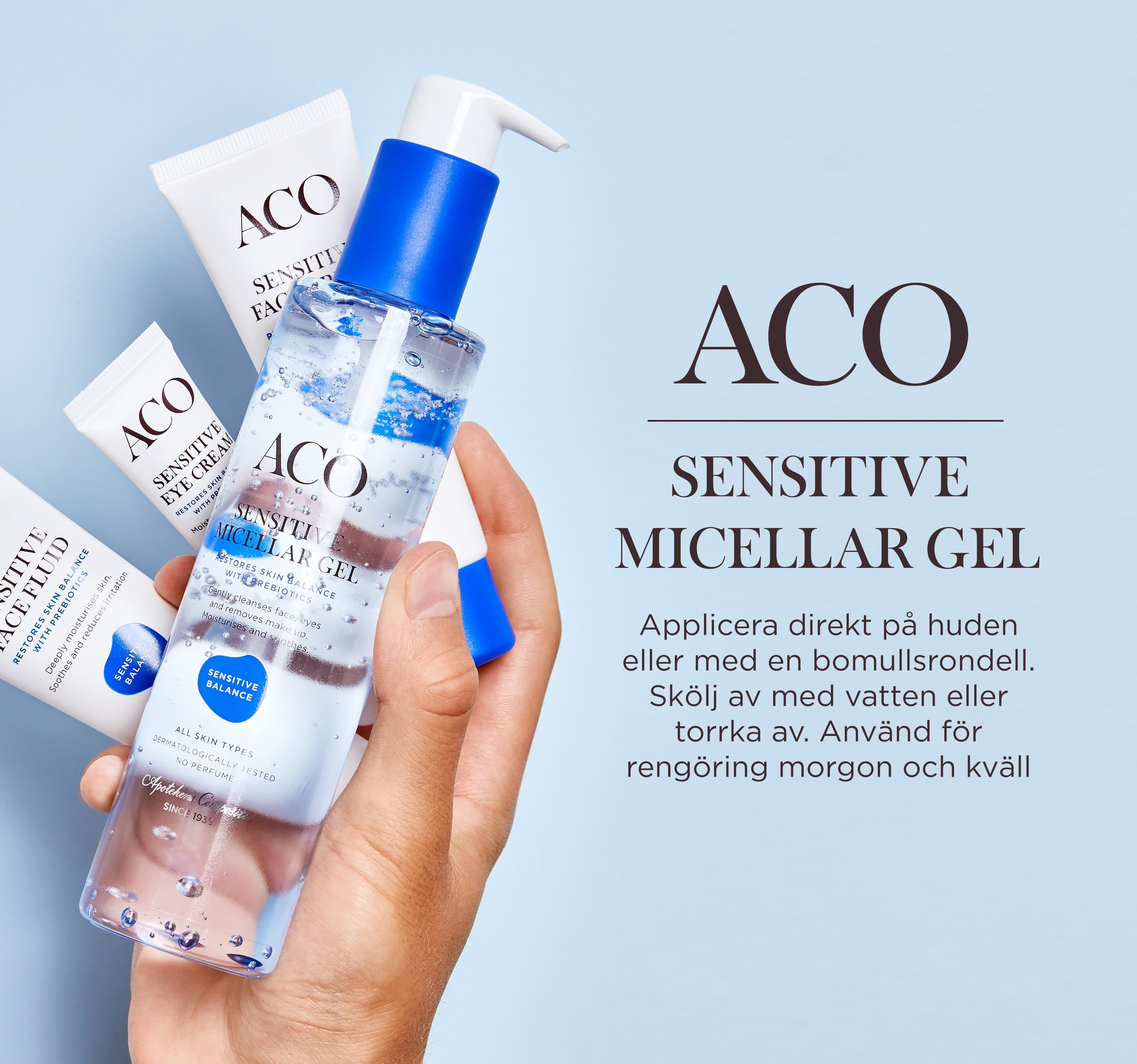 ACO Face Sensitive Balance Micellar Cleansing Gel Parfymfri Ansiktsrengöring 200 ml - produktbild 4