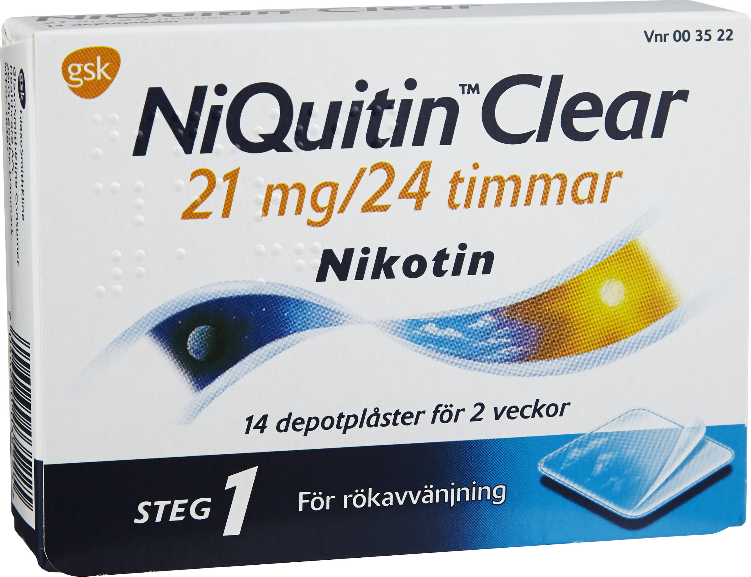 NiQuitin Clear Depotplåster 21mg/24timmar Plåster, 14st