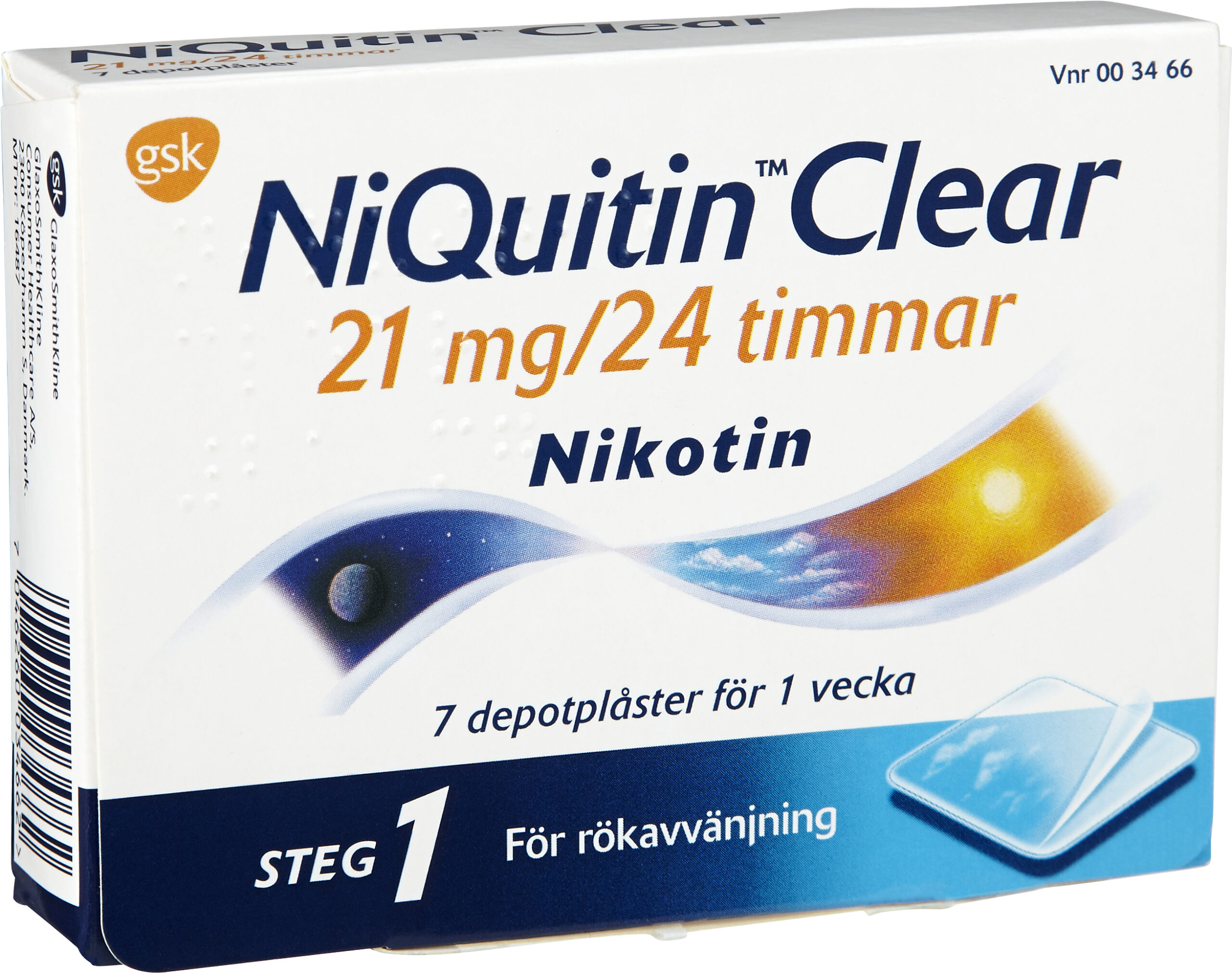 NiQuitin Clear Depotplåster 21mg/24timmar Plåster, 7st