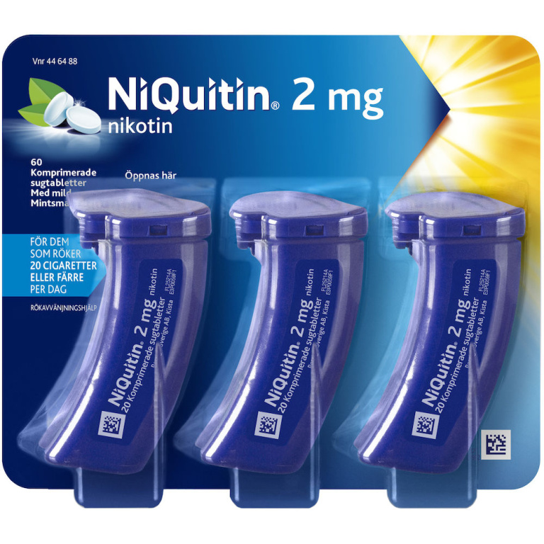 NiQuitin Komprimerad sugtablett 2mg Burk, 60(3x20) tabletter ...