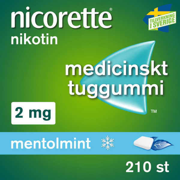 Nicorette Mentolmint Medicinskt tuggummi 2mg Blister, 210tuggummin