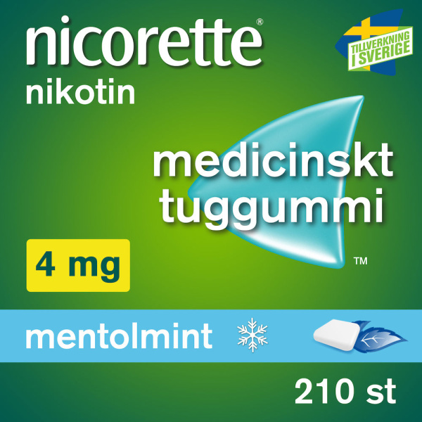 Nicorette Mentolmint Medicinskt tuggummi 4mg Blister, 210tuggummin
