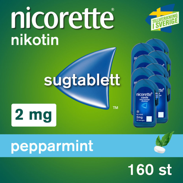 Nicorette Pepparmint Komprimerad sugtablett 2mg Burk, 160(8x20) tabletter