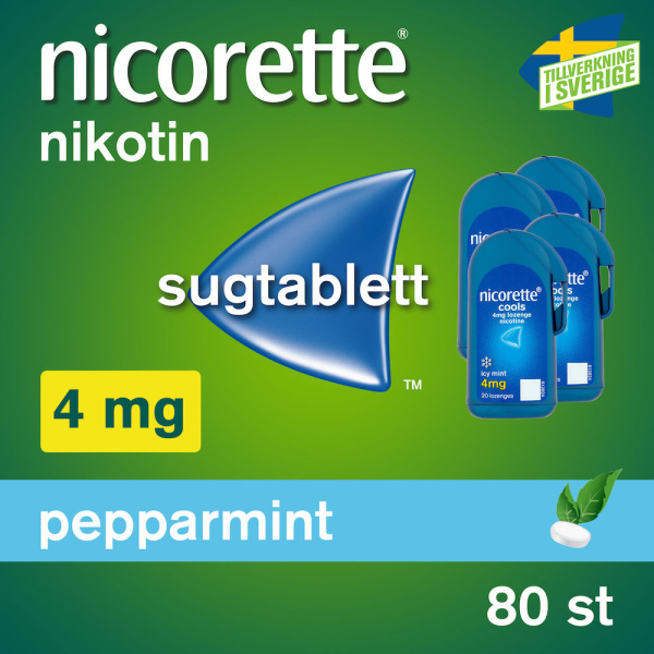 Nicorette Pepparmint Komprimerad sugtablett 4mg Burk, 80(4x20) tabletter
