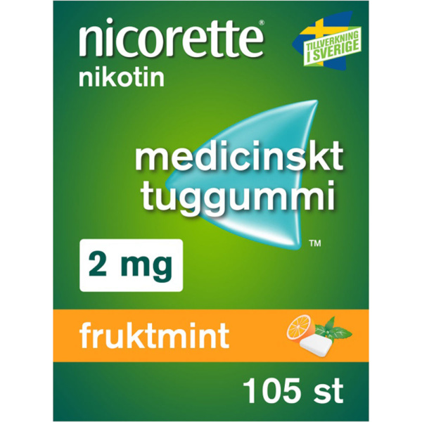 Nicorette® Fruktmint Medicinskt tuggummi 2mg Blister, 105tuggummin