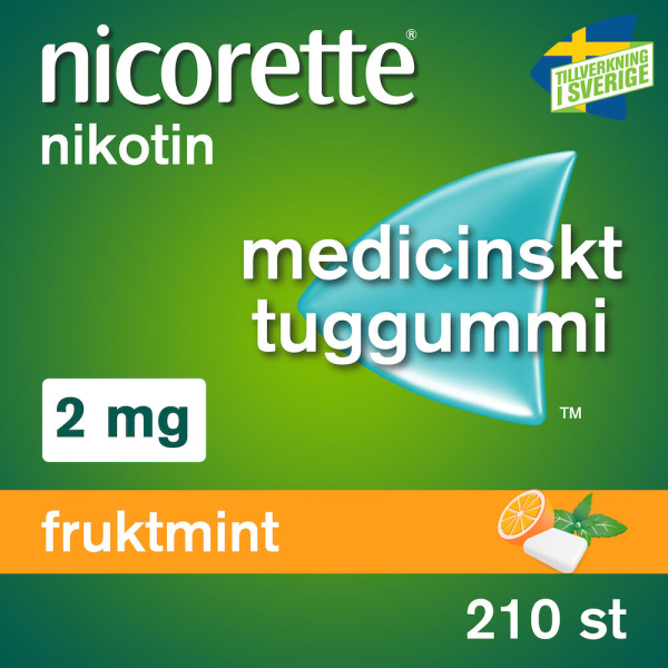 Nicorette® Fruktmint Medicinskt tuggummi 2mg Blister, 210tuggummin