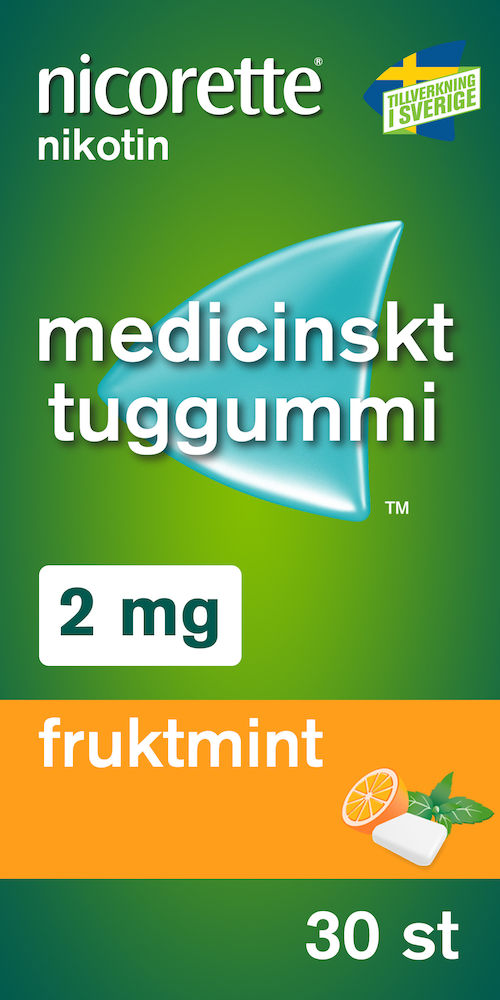 Nicorette® Fruktmint Medicinskt tuggummi 2mg Blister, 30tuggummin