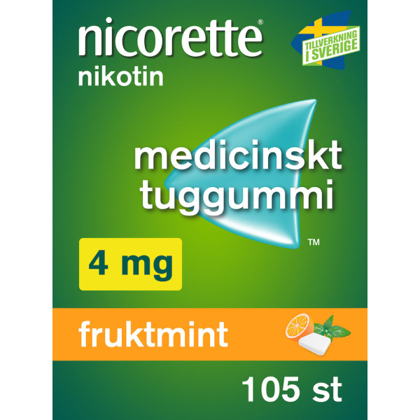 Nicorette® Fruktmint Medicinskt tuggummi 4mg Blister, 105tuggummin