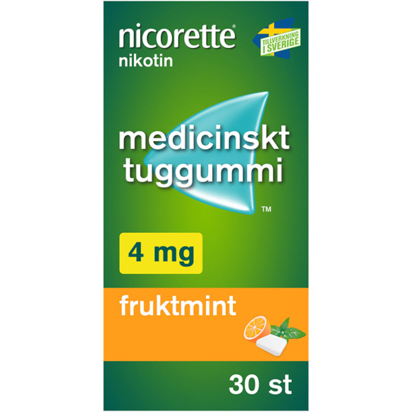 Nicorette® Fruktmint Medicinskt tuggummi 4mg Blister, 30tuggummin