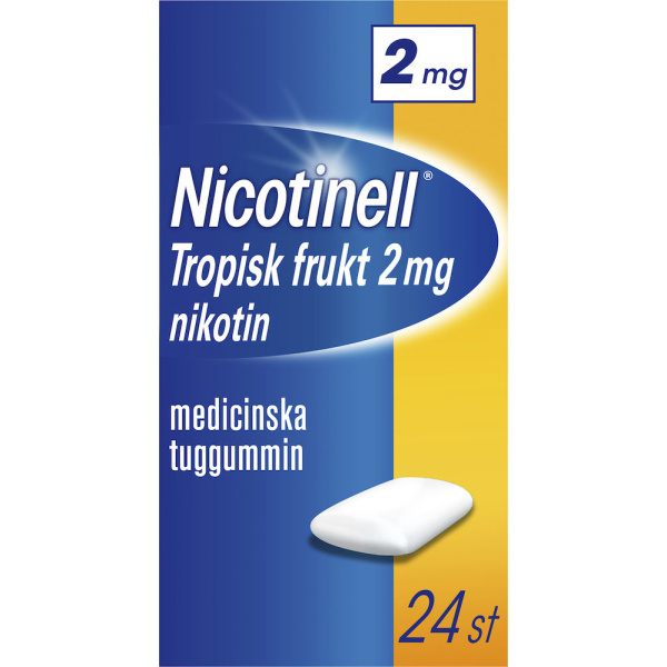 Nicotinell Tropisk frukt Medicinskt tuggummi 2mg Blister, 24tuggummin