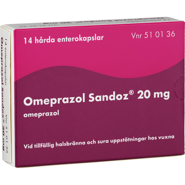 Omeprazol Sandoz Enterokapsel, hård 20mg Blister, 14kapslar