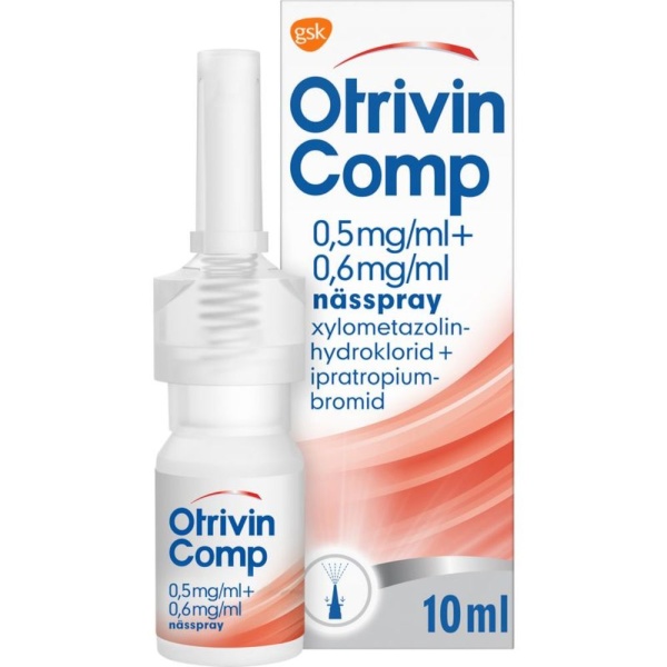 Otrivin Comp Nässpray, lösning 0,5mg/ml+0,6mg/ml Plastflaska med doseringspump, 10ml