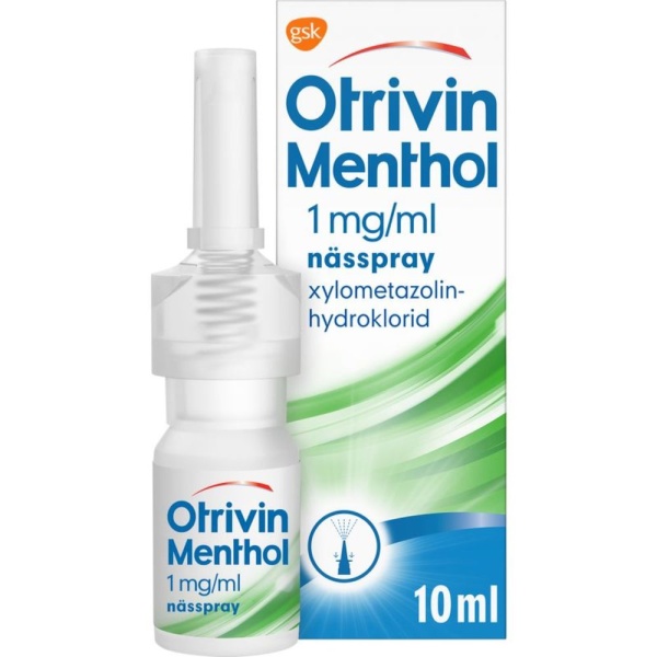Otrivin® Menthol (utan konserveringsmedel) Nässpray, lösning 1mg/ml Plastflaska med doseringspump, 10ml