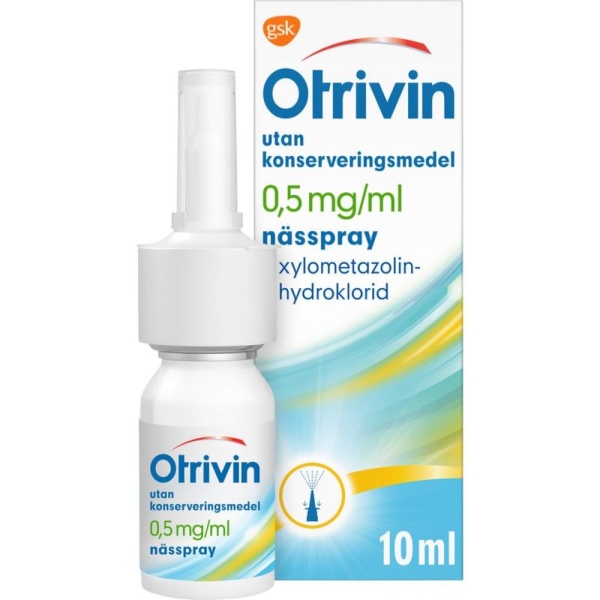 Otrivin® utan konserveringsmedel Nässpray, lösning 0,5mg/ml Plastflaska med doseringspump, 10ml