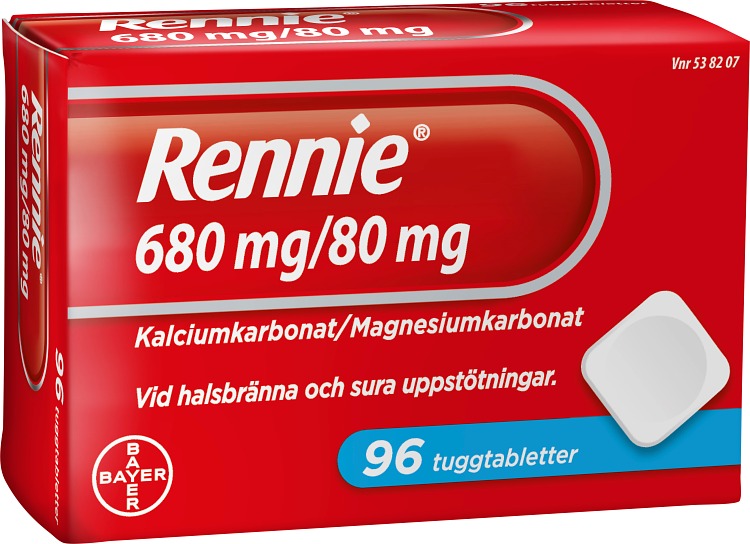 Rennie® Tuggtablett 680mg/80mg Blister, 96tabletter
