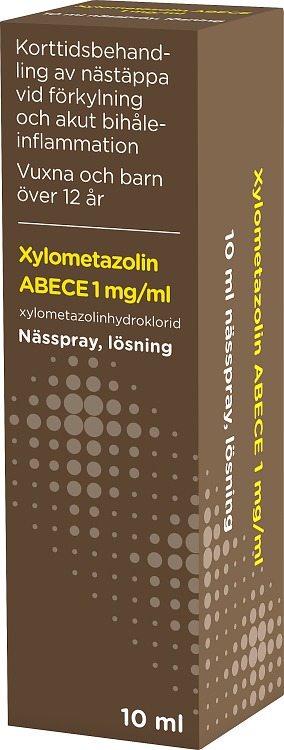 Xylometazolin ABECE utan konserveringsmedel Nässpray, lösning 1mg/ml Plastflaska med dospump, 10ml