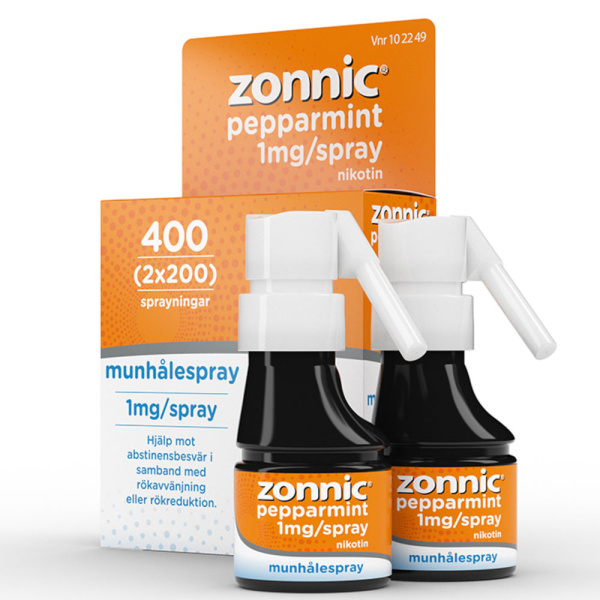 Zonnic Pepparmint Munhålespray 1mg/spray Flaska, 400(2x200) sprayningar (plast)