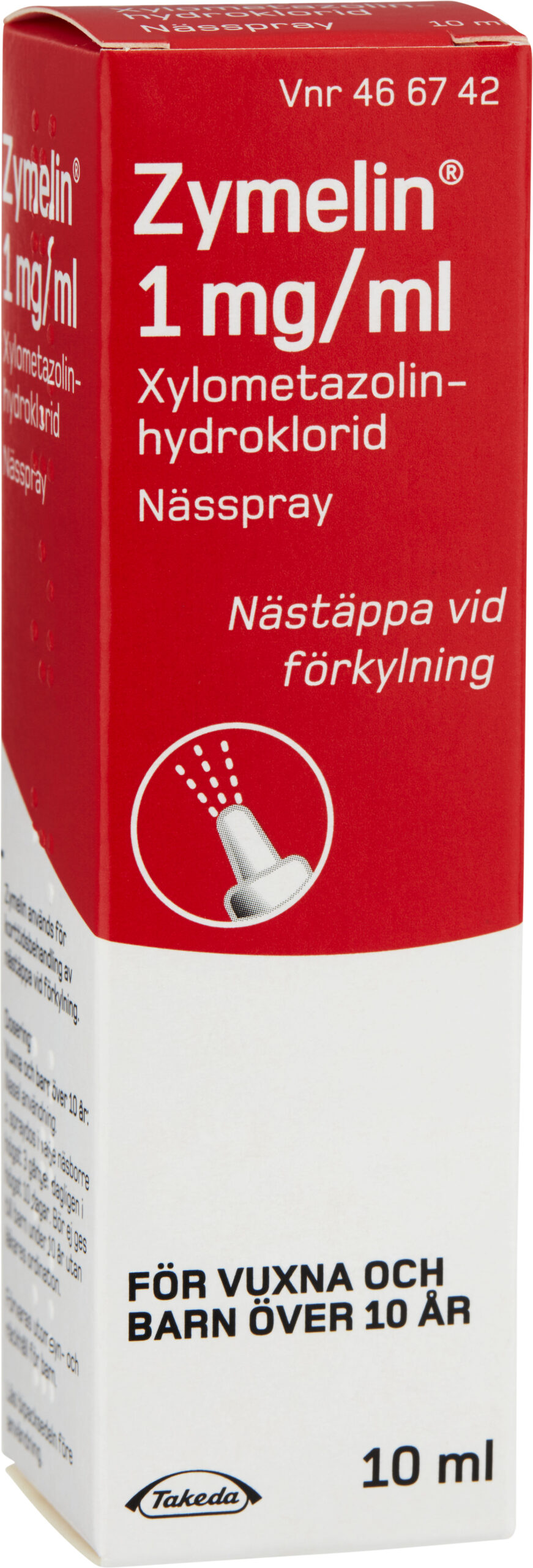 Zymelin Nässpray, lösning 1mg/ml Plastflaska med spraypump, 10ml
