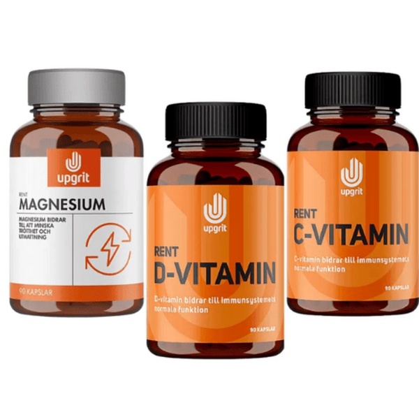 upgrit Vitaminboxen Magnesium D-vitamin & C-vitamin 3 x 90 kapslar