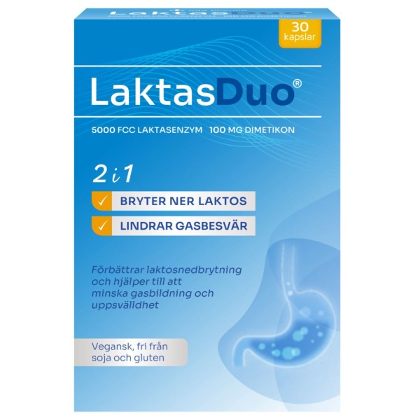 LactasDuo Laktasenzym + Dimetikon 30 kapslar