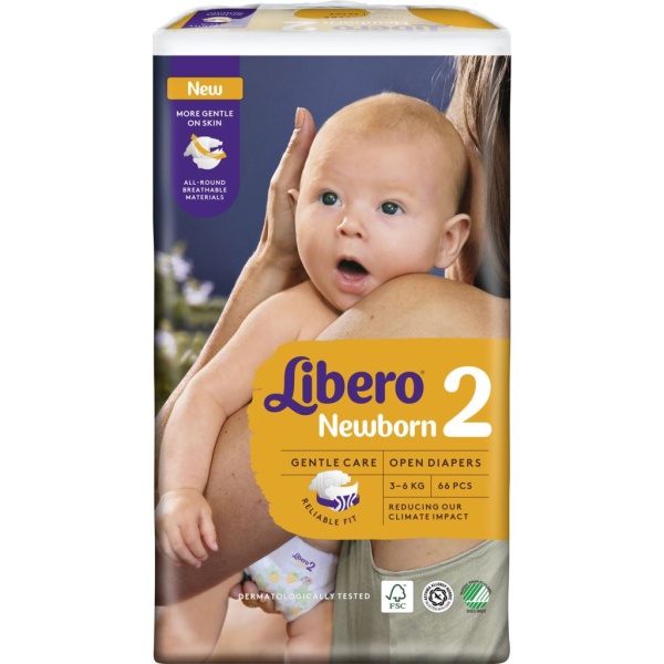 Libero Bjöjor Newborn 2 (3-6kg) 66 st