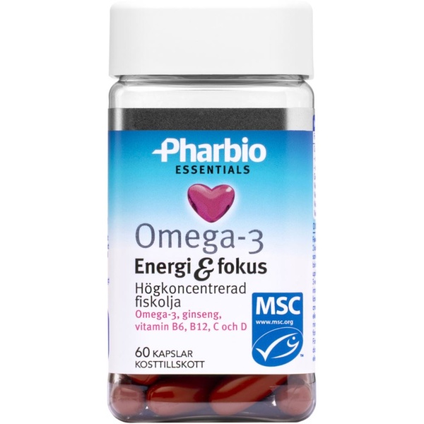 Pharbio Essentials Omega-3 Energi & Fokus 60 kapslar