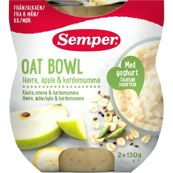 Semper Oat Bowl Havre Äpple & Kardemumma 2 x 130 g