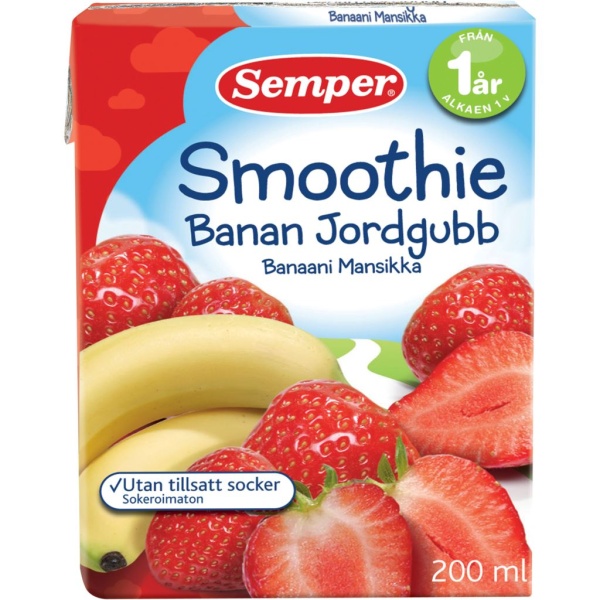 Semper Smoothie Banan & Jordgubb 200 ml