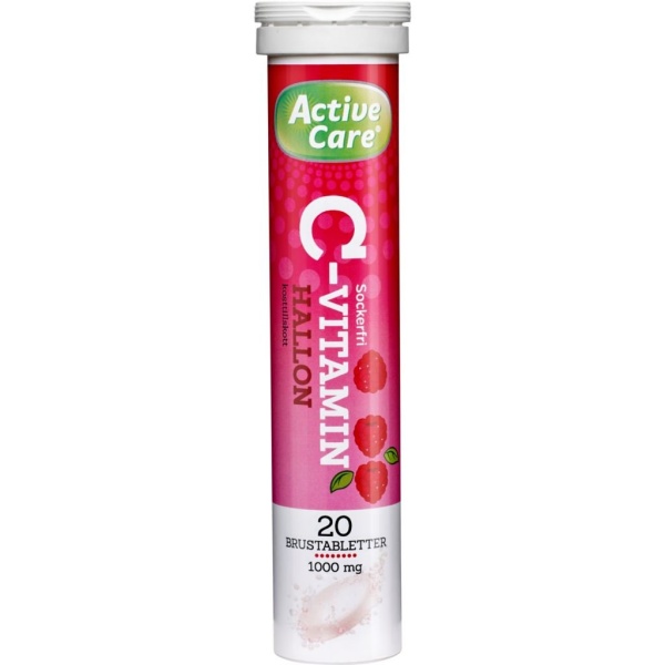 Active Care C-vitamin 1000 mg Hallon 20 brustabletter