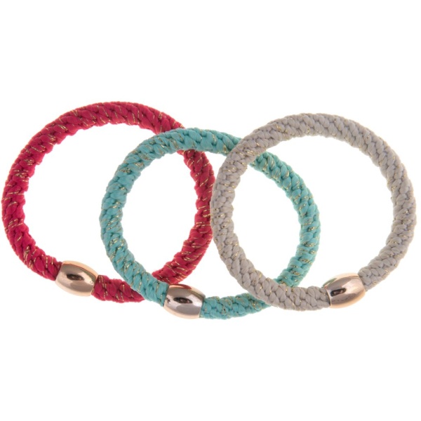 DAZZLING Hårsnodd Multi Röd Blå & Grå 3 st
