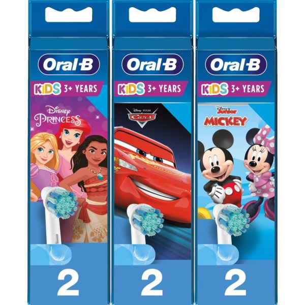 Oral-B Kids Mix Cars, Mickey & Diseney Princess Extra Soft Tandborsthuvud 2 st
