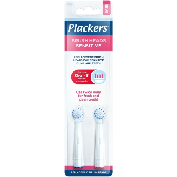 Plackers Sensitive Brush Head Tandborsthuvuden 2 st