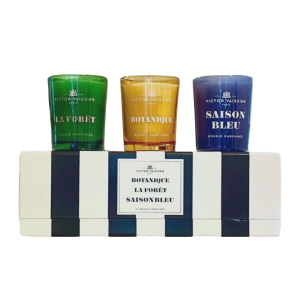 Victor Vaissier Small Scented Candles Botanique, La Forêt & Saison Bleu 3 Set