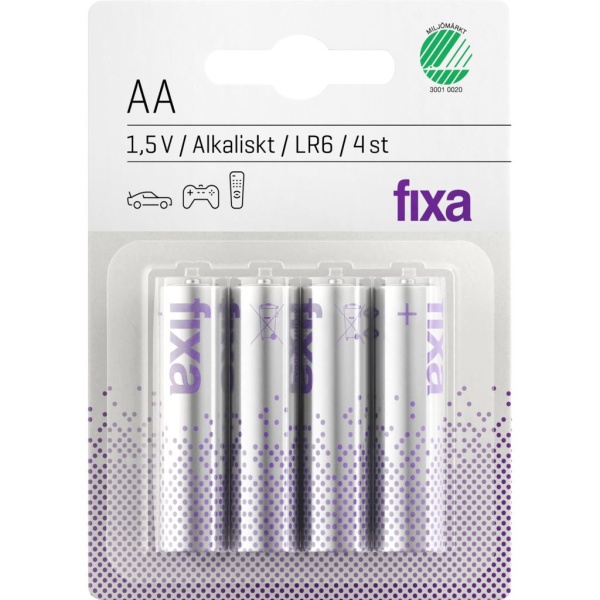 fixa AA LR6 Batterier 4 t