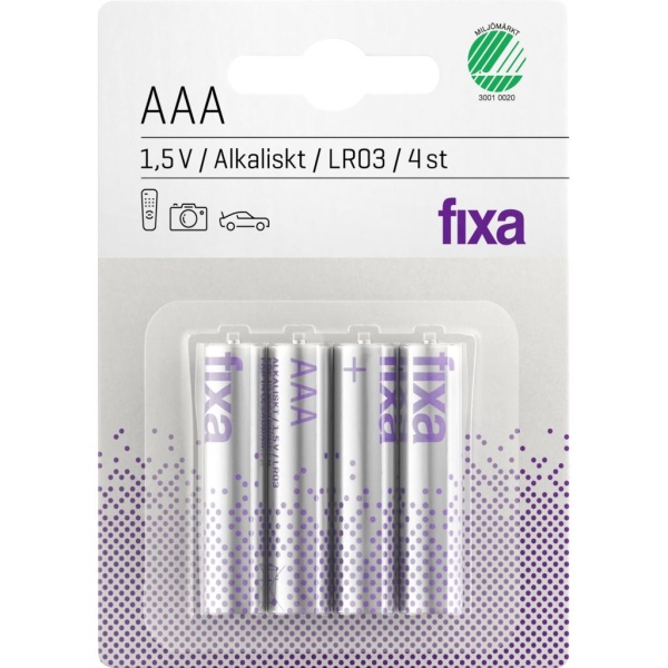 fixa AAA LR03 Batterier 4 st